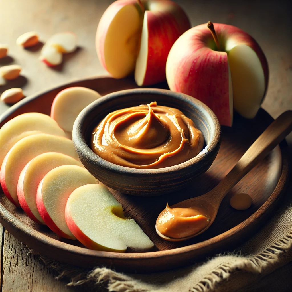 03 - Peanut Butter With Fresh Apple Slices For Health And Fitness